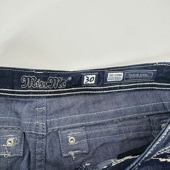 Miss Me Jeans Womens 30 Blue Easy Boot Midrise Sequin Rodeo Stretch Western - Picture 7 of 13